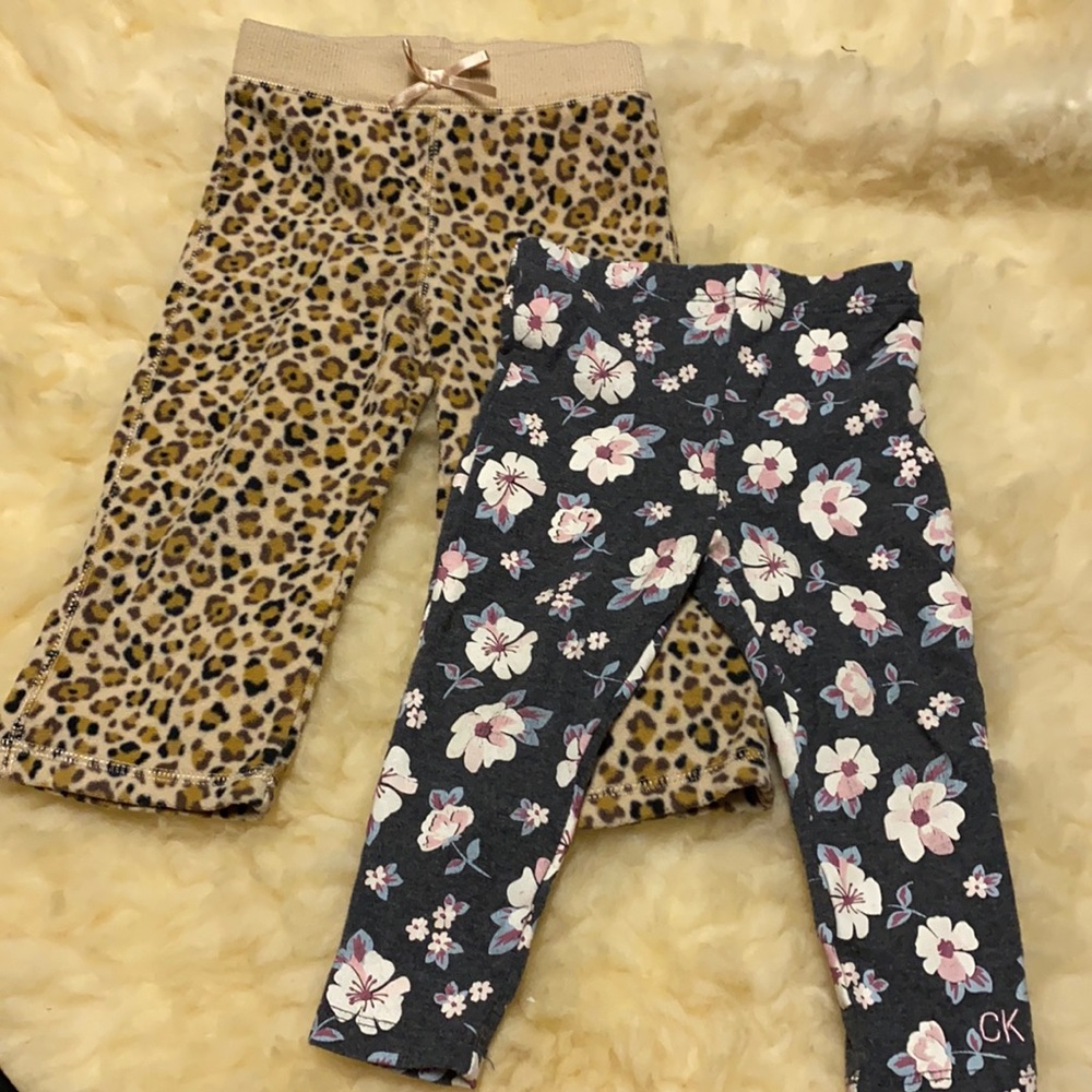 Calvin Klein & Jumping Beans Toddler Leggings Bundle 18M Floral Leopard Pants